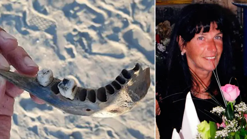 Osso trovato sulla spiaggia di Albarella che potrebbe appartenere al cadavere di Isabella Noventa, la segretaria di Albignasego della cui scomparsa sono sospettati i fratelli Freddy e Debora Sorgato e la ex tabaccaia Manuela Cacco, 28 agosto 2019. Noventa scomparve a 55 anni la notte tra il 15 ed il 16 gennaio 2016. Il 9 ottobre 2018 la Corte d'Assiste d'Appello ha confermato la condanna di primo grado per omicidio: 30 anni a Freddy e Debora Sorgato, 16 anni e 10 mesi a Manuela Cacco. Tutti e tre sono in carcere. ANSA/TOMMASO MORETTO