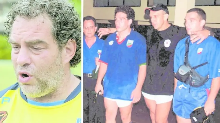 Tiziano Franchini in una foto recente. Accanto, con il gemello: Simone a destra, Tiziano a sinistra