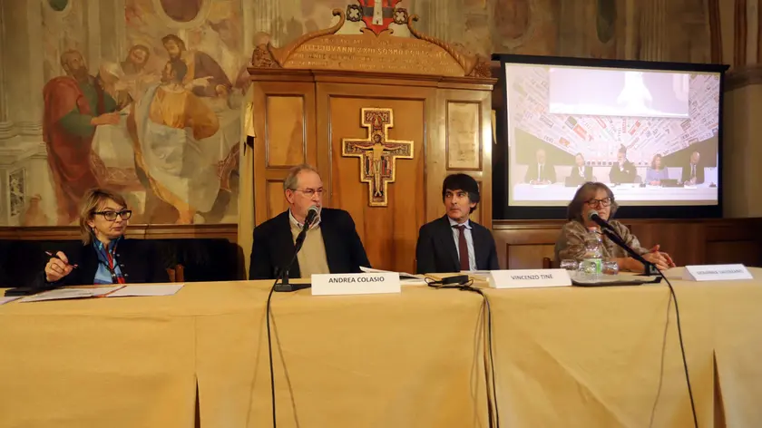 La presentazione del finanziamento con gli americani collegati (foto Bianchi)