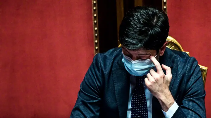 Italian Minister of Health Roberto Speranza during the communications to the Senate by Italian Prime Minister Giuseppe Conte on the epidemiological situation and on any further measures to deal with the emergency of the Coronavirus Covid-19 pandemic, Rome, Italy, 02 November 2020. ANSA / ANGELO CARCONI