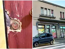 A sinistra la porta di casa forzata per rientrare dopo che era stata cambiata la serratura e a destra il condominio di via Pontevigodarzere a Padova