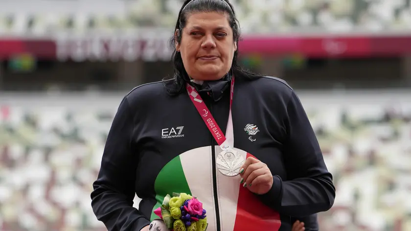 Assunta Legnante ha vinto l'argento nel lancio del peso categoria f12, portando a 60 il bottino di medaglie dell'Italia alle Paralimpiadi di Tokyo 2020, 3 settembre 2021. ANSA/Luca Pagliaricci / Bizzi Team / EDITORIAL USE ONLY NO SALES