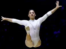 epa10280217 Manila Esposito of Italy competes on the Floor in the women's team final at the 51st FIG Artistic Gymnastics World Championships in Liverpool, Britain, 01 November 2022. EPA/ADAM VAUGHAN