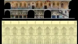 Prospetti della Basilica Palladiana a Vicenza e alcuni rilievi con i particolari costruttivi emersi durante il restauro