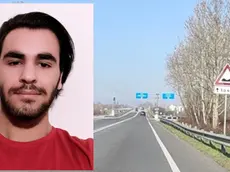 Giordano Sanginiti e il cartello appena installato da Veneto Strade