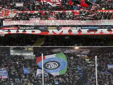 Una combo con le curve di Milan e Inter, Milano, 30 settembre 2024. ANSA