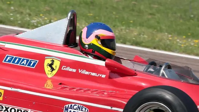 Jacques Villeneuve drives the Ferrari that belonged to his father Gilles in Fiorano's track, May 8, 2012. ANSA/ELISABETTA BARACCHI