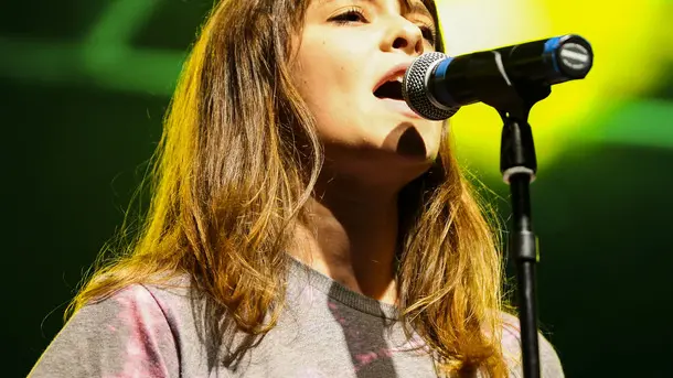 20 Sep 2013, Rome, Italy --- Rome, Italy. 20th September 2013 -- Francesca Michielin performs live at the Galleria Porta di Roma. -- Francesca Michielin performed at the Galleria Porta di Rome. Michielin won the 5th edition of the X-Factor. --- Image by © Daniela Franceschelli/Demotix/Corbis