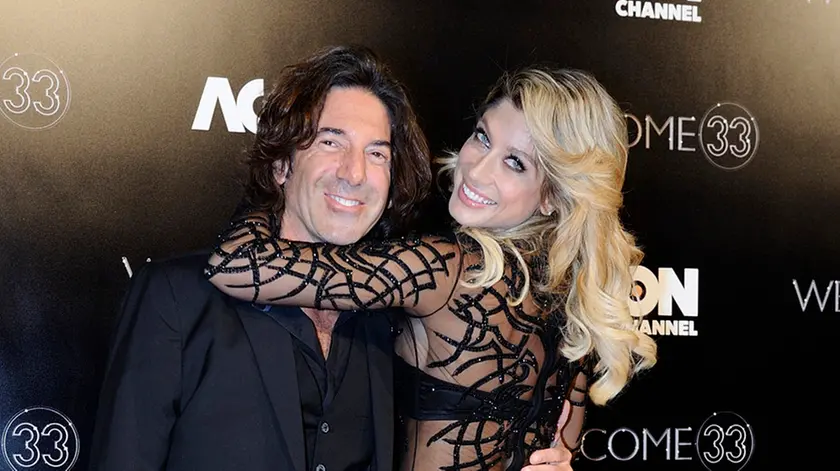 26/11/2014, Milano, protocall in occasione della serata inaugurale del canale televisivo albanese Agon Channel. Nella foto Stef Burns e Maddalena Corvaglia