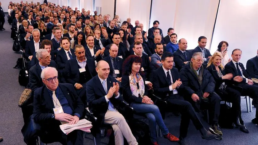 La sala del palazzo de Le Stelline a Milano dove si è tenuta la riunione con gli eletti al parlamento della Lega. Milano 9 Marzo 2018. ANSA / MATTEO BAZZI