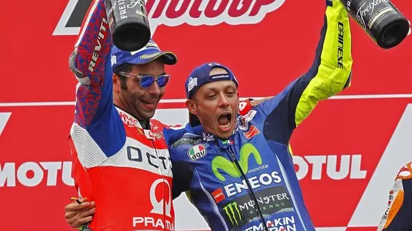 25.06.2017, TT Circuit, Assen, GER, MotoGP, Motul TT Assen, im Bild #9 Danilo Petrucci (ITA) OCTO Pramac Racing,#46 Valentino Rossi (ITA) Movistar Yamaha MotoGP // during the MotoGP Motul TT Assen at the TT Circuit in Assen, Germany on 2017/06/25. EXPA Pictures © 2017, PhotoCredit: EXPA/ Eibner-Pressefoto/ Stiefel *****ATTENTION - OUT of GER*****