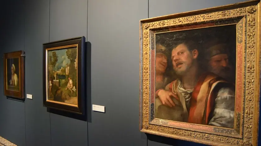 Interpress/M.Tagliapietra Venezia 26.06.2018.- Un nuovo GIORGIONE alle Gallerie dell'Accademia. IL CONCERTO. Da sx LA VECCHIA, LA TEMPESTA IL CONCERTO