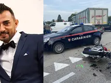 Una bella immagine di Mariano Industria, a destra i rilievi dei carabinieri sul luogo della tragedia a Piazzola sul Brenta
