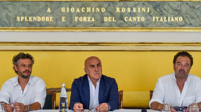 BASCHIERI-AGENZIA BIANCHI-PADOVA-CONFERENZA STAMPA FILM DI LUMINELLI. DA SX: PESCE, LUMINELLI, SOMMA, MONTEDORO