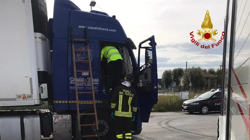 L'intervento dei vigili del fuoco a Monselice