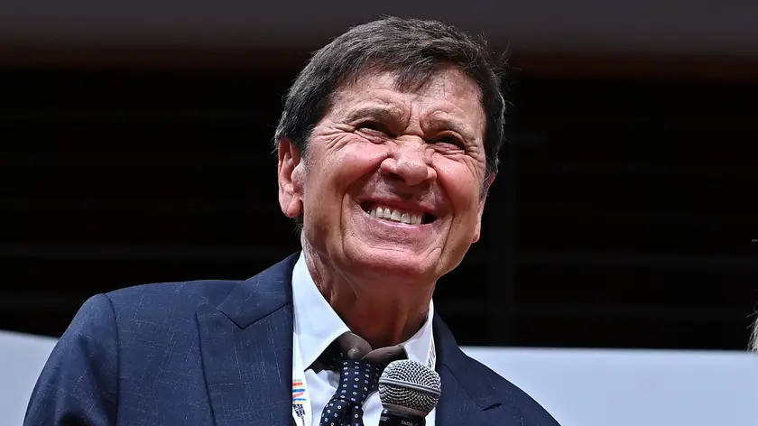 Gianni Morandi durente l'evento "Leggerezza: Marcello Marchesi quel gran genio del Dottor Divago" al terzo giorno del XXXVI Salone internazionale del Libro presso Oval Lingotto, Torino, 11 maggio 2024 ANSA/ALESSANDRO DI MARCO