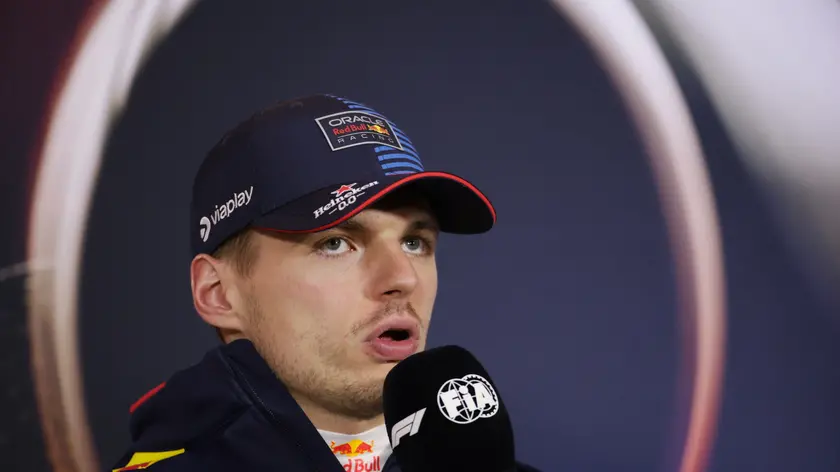 epa11291618 First placed Red Bull Racing driver Max Verstappen of the Netherlands speaks during a press conference after the Formula One Chinese Grand Prix, in Shanghai, China, 21 April 2024. The 2024 Formula 1 Chinese Grand Prix is held at the Shanghai International Circuit racetrack on 21 April after a five-year hiatus. EPA/ANDRES MARTINEZ CASARES