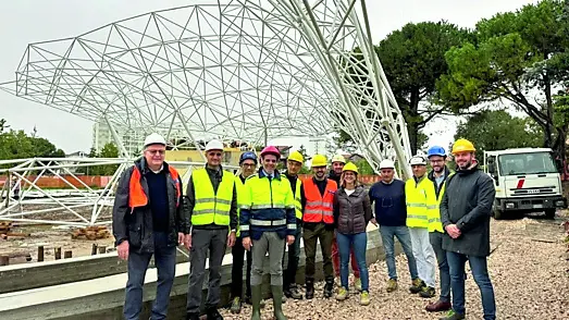 Il sopralluogo al cantiere del teatro di Abano Terme