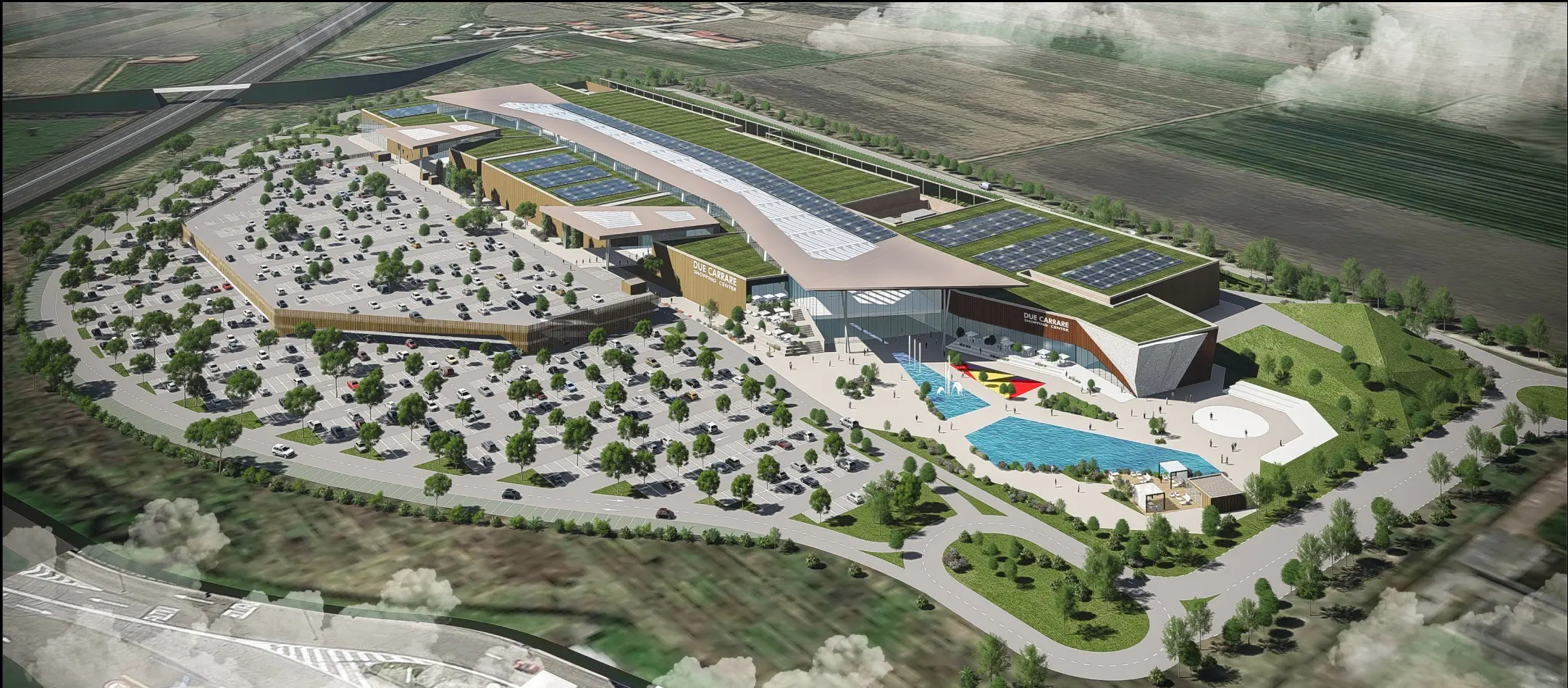 Il rendering del centro commerciale a Due Carrare