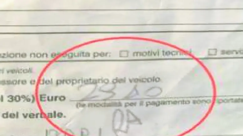 Il verbale contestato dall'automobilista di San Martino di Lupari
