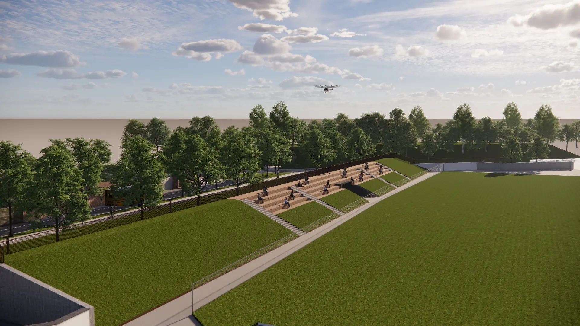 Ecco i rendering del progetto con cui l'amministrazione intende trasformare via 58esimo Fanteria con lo stombinamento del canale Alicorno e lo stadio Appiani con una nuova tribunetta all'inglese