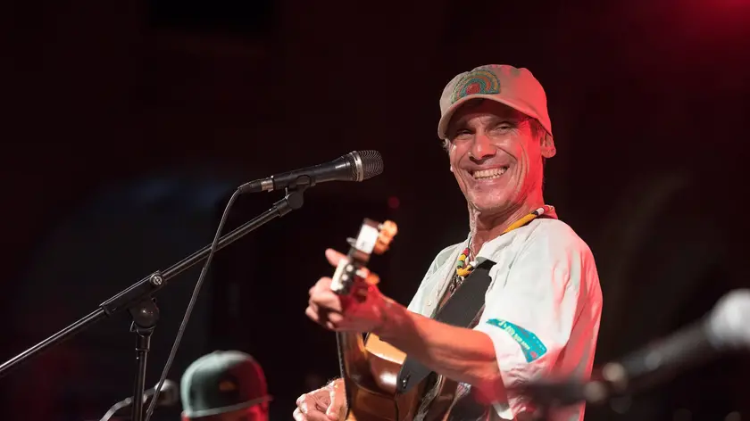 epa07809359 French-Spanish singer Manu Chao performs during his concert in Mahon, Menorca, Spain, late 31 August 2019 (issued 01 September 2019). EPA/David Arquimbau