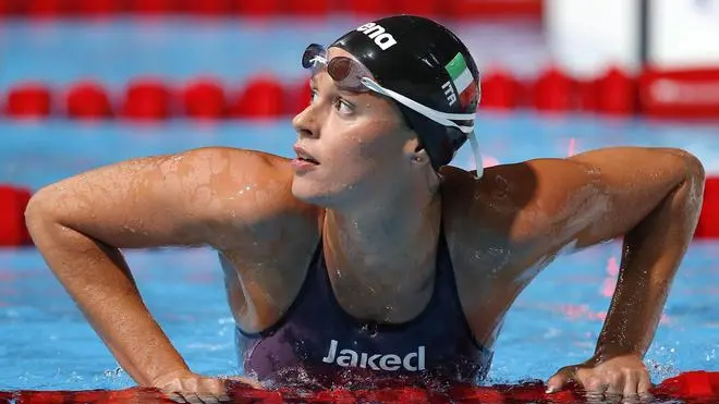 Federica Pellegrini of Italy on her way out of the pool after competing in the women's 200m Freestyle Heats at the 15th FINA Swimming World Championships at Palau Sant Jordi arena in Barcelona, Spain, 30 July 2013. EPA/PATRICK B. KRAEMER