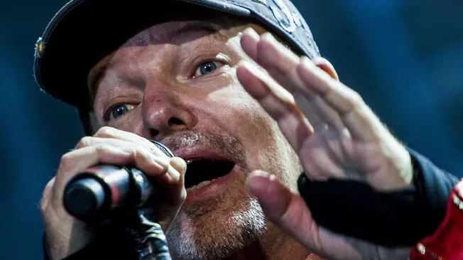 13 Jun 2015, Florence, Italy --- Florence, Italy. 13th June 2015 -- Vasco Rossi performs at Artemio Franchi Stadium in Florence. -- Italian singer-songwriter Vasco Rossi performs at Artemio Franchi Stadium in Florence. Rossi, also known as Vasco or Il Blasco has released 26 albums during his career. --- Image by © Roberto Panucci/Demotix/Corbis