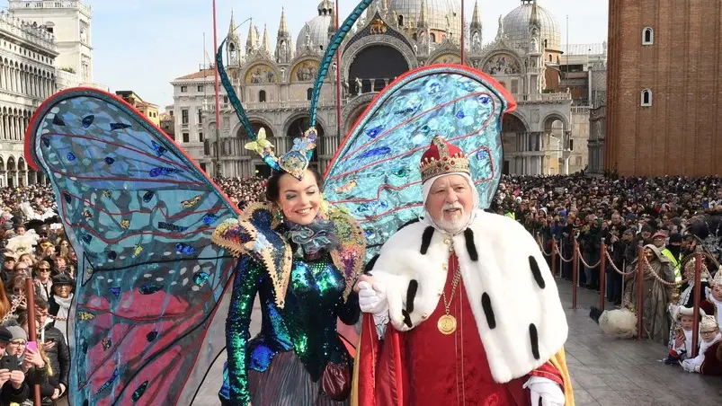 Interpress\M.Tagliapietra Venezia 24.02.2019.- Carnevale. Piazza San Marco. Volo dell'Angelo Erika Chia