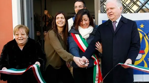 BARSOTTI - INAUGURAZIONE CENTRO MOVIMENTO CRISTIANO DEI LAVORATORI. DA SIN: ANNAMARIA LEONE, CARLINA VALIE, ASSESSORE BRUNETTI, CARLO COSTALLI