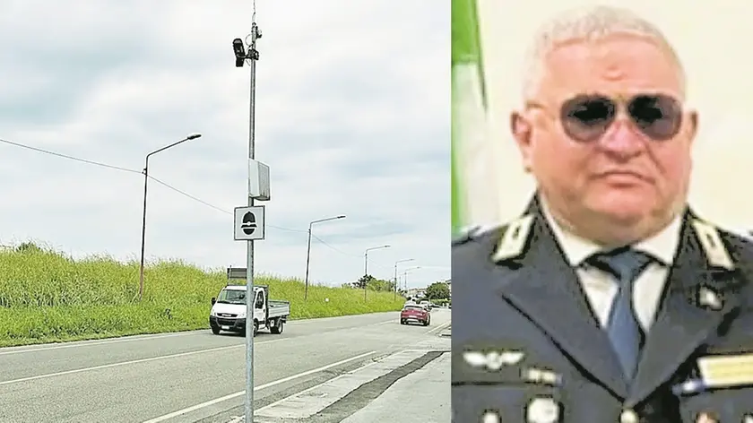 Uno dei due velox di Cadoneghe, a destra l’ex comandante della polizia locale Giampietro Moro