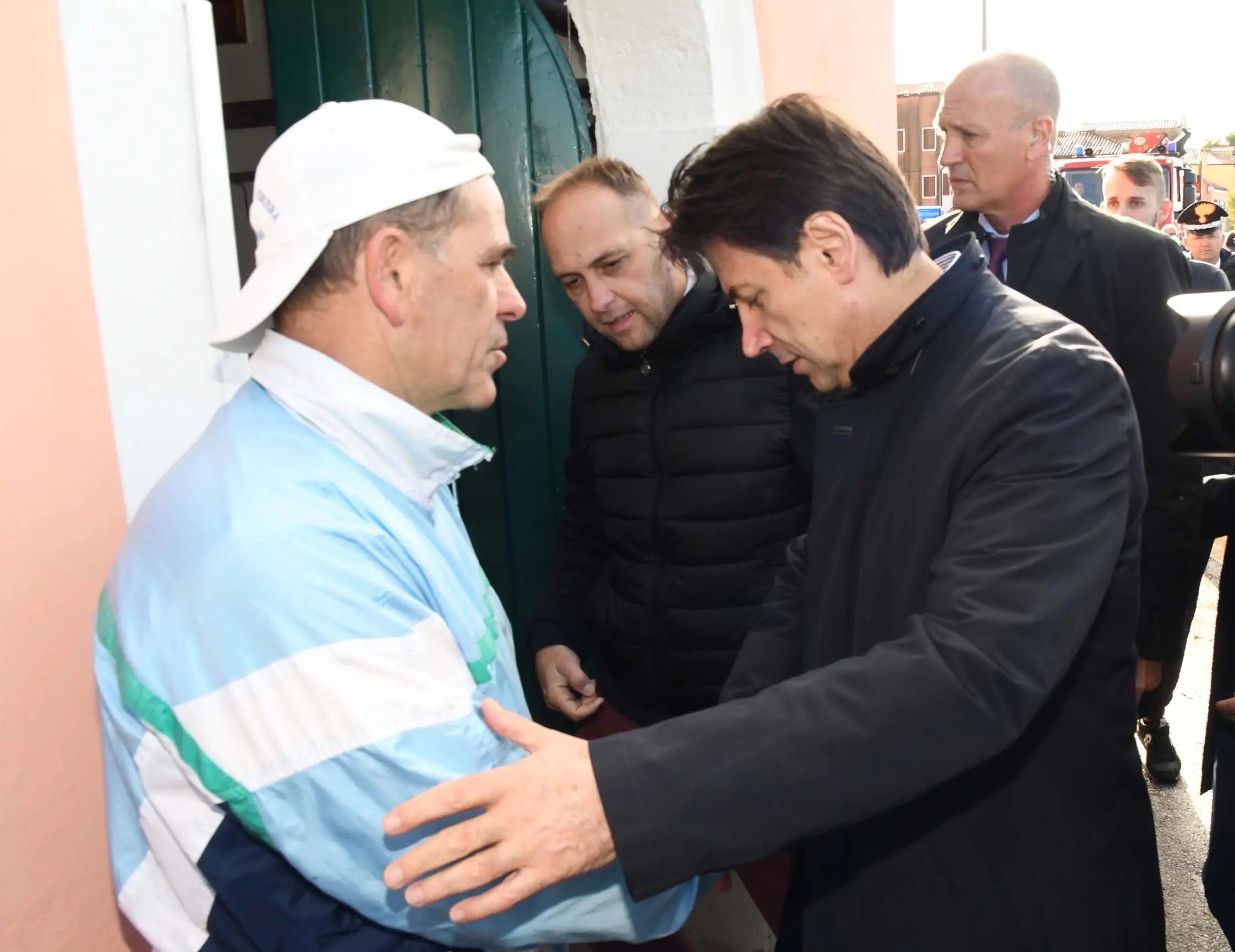 Interpress\M.Tagliapietra Venezia 14.11.2019.- Verifica dei danni nell'isola di pellestrina di Giuseppe Conte. Luigi Brugnaro, Luca Zaia.