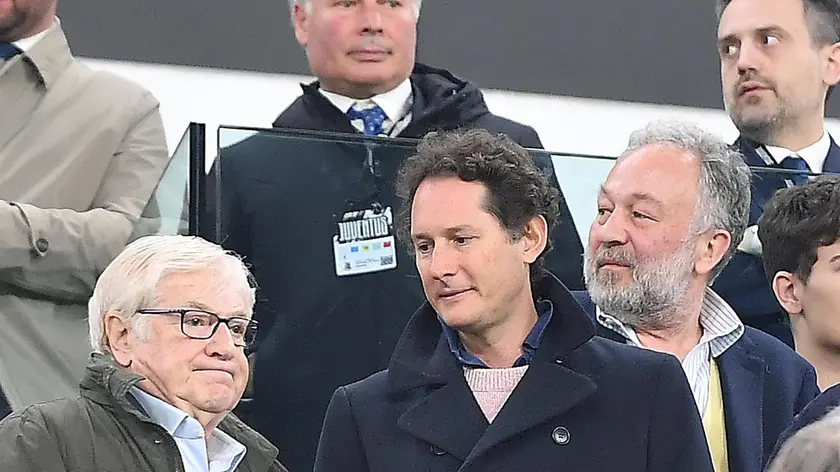 John Elkann and Gianluca Ferrero during the semifinal of the Coppa Italia soccer match Juventus FC vs SS Lazio at the Allianz Stadium in Turin, Italy, 2 april 2024 ANSA/ALESSANDRO DI MARCO