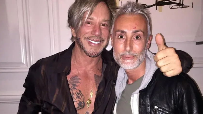Mickey Rourke con il pittore e regista padovano Giuseppe Ferlito