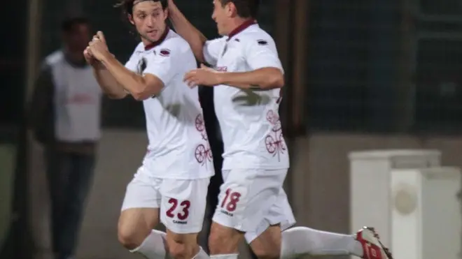 Foto Davide Anastasi/LaPresse 04 -12-2012 Catania (Italia) Sport Calcio Catania-Cittadella Tim Cup2012-13 Nella foto: esultanza paolucci Photo Davide Anastasi/LaPresse 04-12-2012 Sport Soccer Catania-Cittadella Tim Cup 20121-2013 In the pic: celebrates paolucci