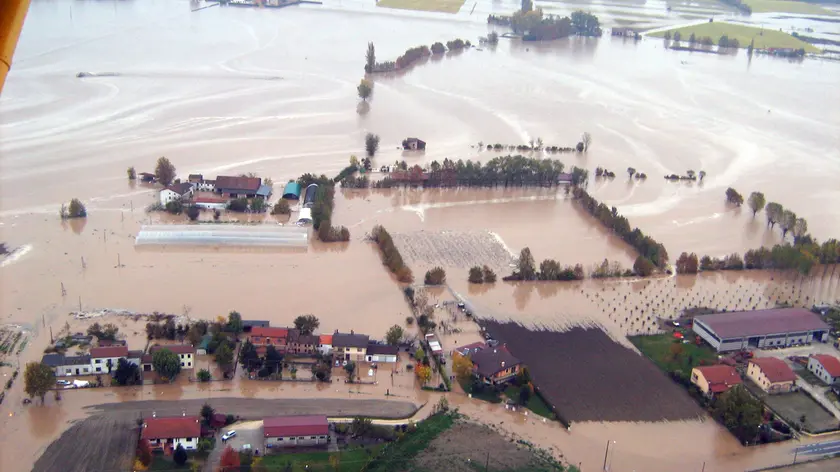 Una parte dell'area allagata nella Bassa