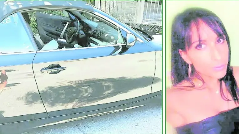 Il finestrino dell’auto mandato in frantumi in via Calore a Ponte di Brenta e, a destra, Angela Biasiolo