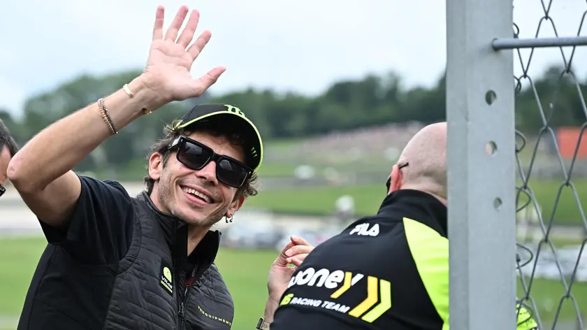 Former riders Valentino Rossi attend the tests of the Motorcycling Grand Prix of Italy at the Mugello circuit in Scarperia, central Italy, 10 June 2023. ANSA/CLAUDIO GIOVANNINI