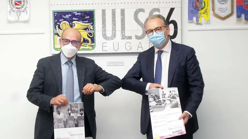 CESARO -AGENZIA BIANCHI-PADOVA - CALENDARIO DITTA COSTANTIN ALL'ULS6. DA SX: DOMENICO SCIBETTA, NICOLA CAVATTON