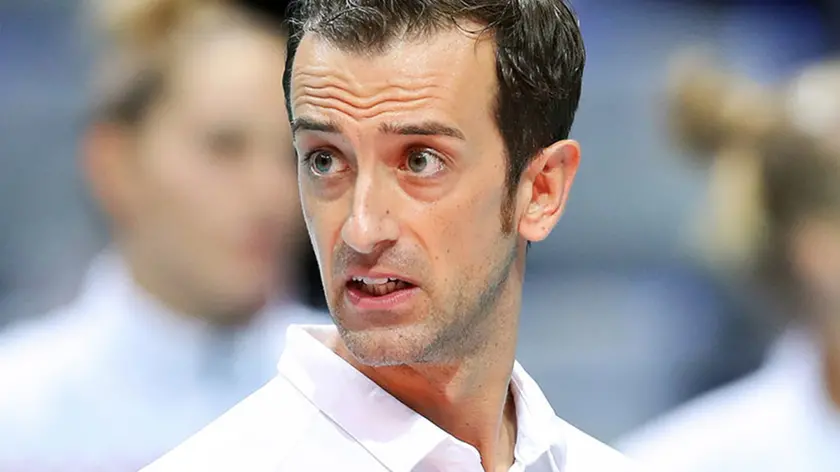 22.08.2021., SC Visnjik, Dvorana Kresimir Cosic, Zadar - Europsko odbojkasko prvenstvo 2021 za zene - CEV EuroVolley Women 2021, skupina C, Hrvatska - Slovacka. izbornik Daniele Santarelli Photo: Luka Stanzl/PIXSELL