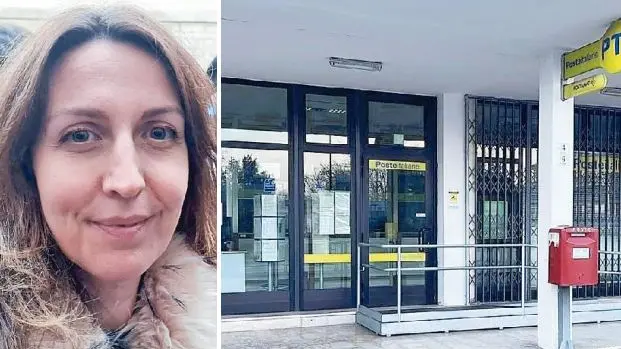 Marianna Cestaro, segretaria confederale della Cgil Padova, a destra un ufficio delle Poste