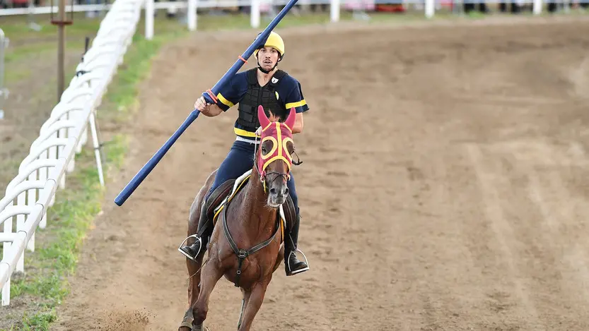 Monselice (PD), 17 settembre 2017.Quintana della Giostra della Rocca vinta da San Martino. Nella foto: l'esultanza del vincitore Rizzieri.