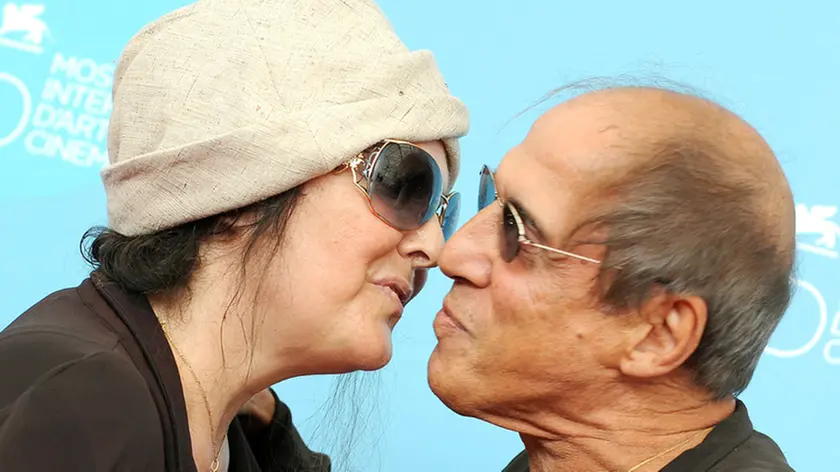 Adriano Celentano con la moglie Claudia Mori alla 65. edizione della Mostra del Cinema di Venezia, 4 settembre 2008. ANSA/CLAUDIO ONORATI