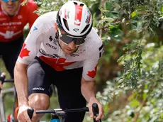 epa11573612 Canadian rider Michael Woods of Israel Premier Tech team competes during the thirteenth stage of the La Vuelta a Espana cycling race over 176km from Lugo to Puerto de Ancares, Spain, 30 August 2024. EPA/JAVIER LIZON