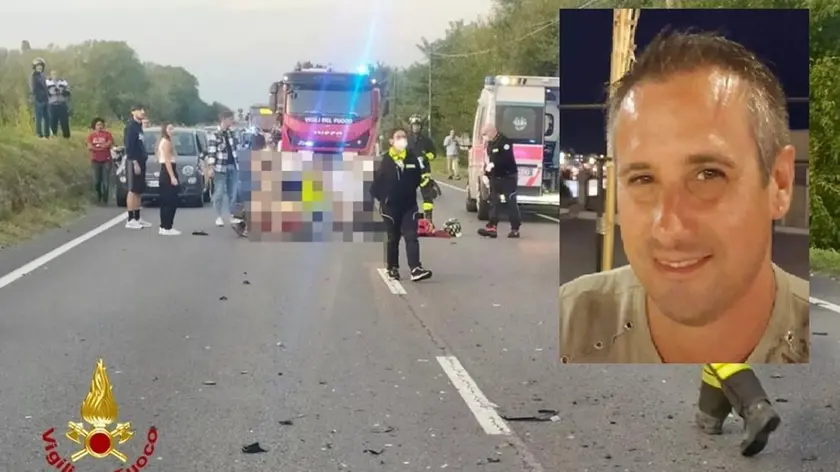 Mirco Imbevaro, 48 enne residente a Tribano e la scena dell'incidente in Strada Battaglia