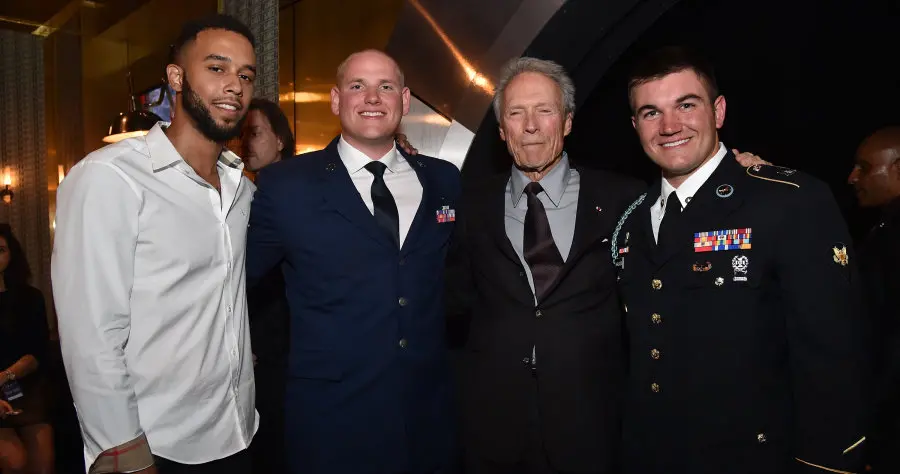 CULVER CITY, CA - JUNE 04: (L-R) Honorees Anthony Sadler and Airman First Class Spencer Stone, actor/director Clint Eastwood, and honoree Specialist Alek Skarlatos attend Spike TV's 10th Annual Guys Choice Awards at Sony Pictures Studios on June 4, 2016 in Culver City, California. (Photo by Mike Windle/Getty Images for Spike TV)