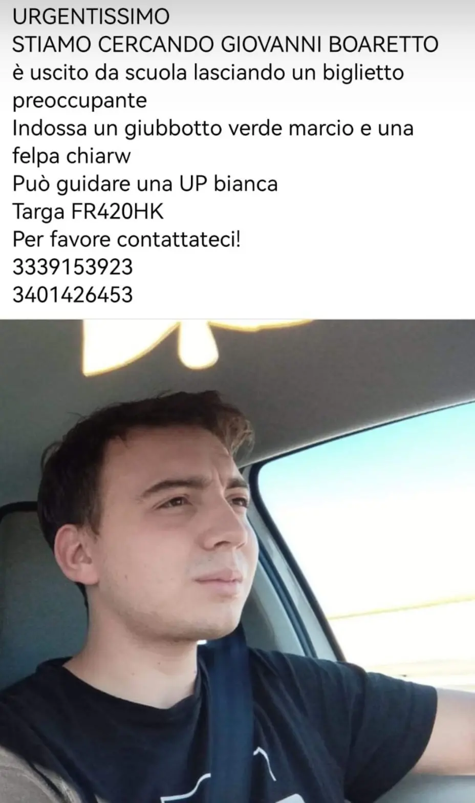 L'appello sui social della famiglia