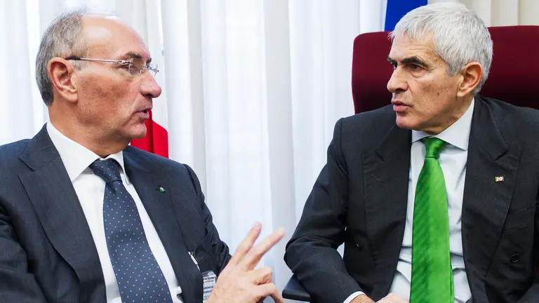Roma 20/12/2017, audizione dell'ex amministratore delegato di Banca Unicredit in commissione di inchiesta parlamentare sul sistema bancario. Nella foto Federico Ghizzoni, Pier Ferdinando Casini