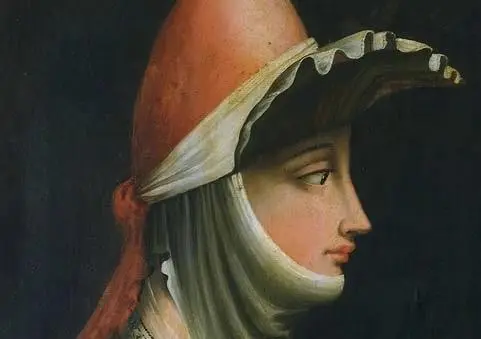 Un particolare del ritratto di Matilde di Canossa del Parmigianino conservato nel Museo Diocesano di Mantova