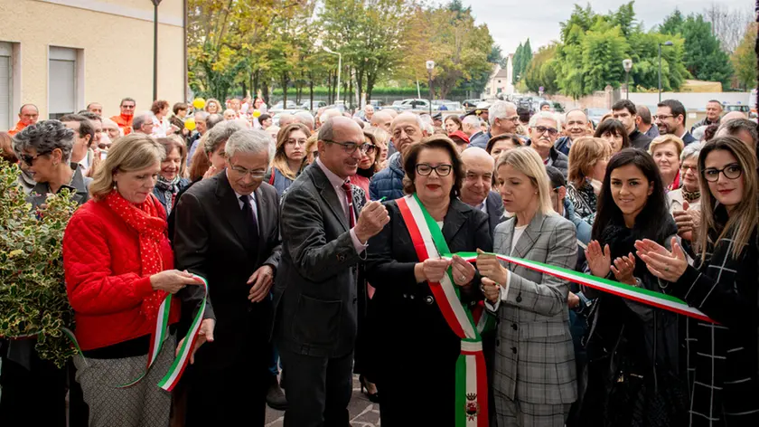 MONTAGNANA 27.10.2018 Inaugurazione Casa di riposo nell'ex ospedale di Montagnana, Nella Foto: (da sinistra a destra) l'avvocato Daniela Carraro dell'Ulss 6, Severino Furlan presidente della Casa di Riposo, il sindaco di Montagnana Loredana Borghesan, l'assessore ai Servizi Sociali della Regione Veneto Manuela Lanzarin